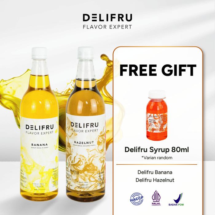 

Paket Bundling Syrup Delifru 2L Sirup Banana 1L + Hazelnut 1L