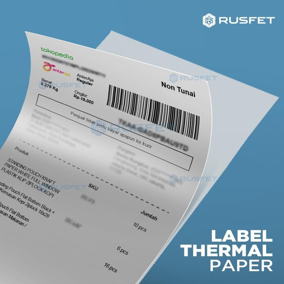 

Berkualitas Label Stiker Thermal Paper A6 10X15Mm 100X150 Cm Sticker Barcode Resi Rusfet Termurah Fth-56
