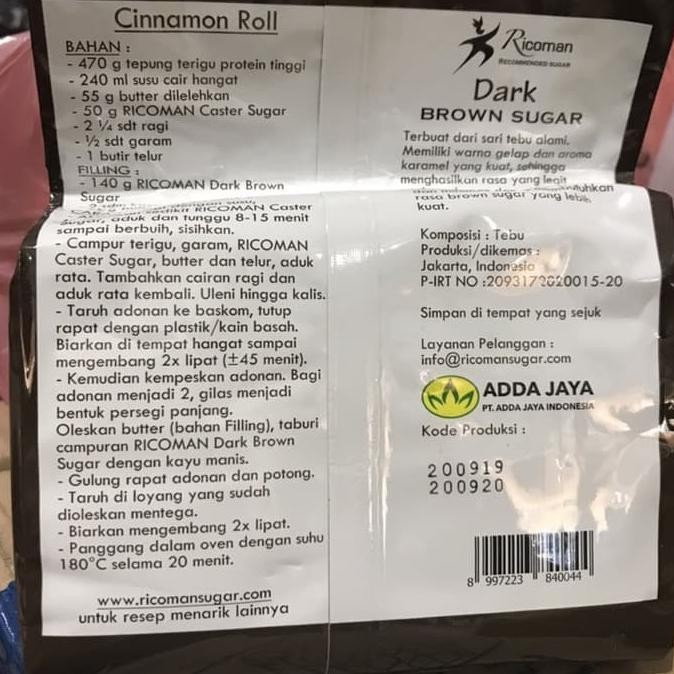 

NEW PRODUK DARK BROWN SUGAR RICOMAN 1KG !!!!!