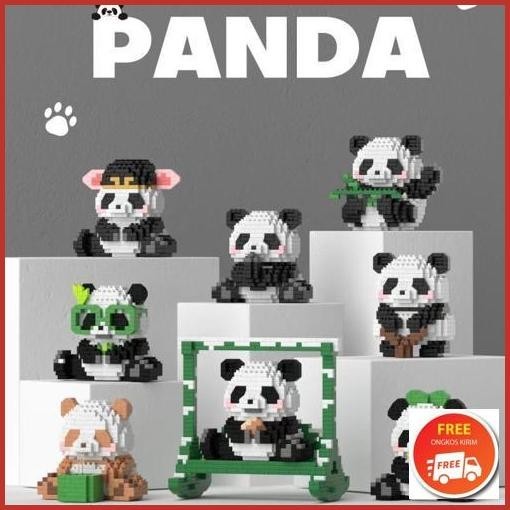 Original Mainan Anak Perempuan Brick Panda 3D Puzzle Block Susun Edukasi Mainan Mainan Anak Anak 6/7