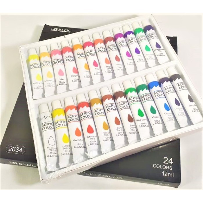 

CAT ACRYLIC KANVAS 24 WARNA BAZIC CAT AKRILIK 12 ML ACRYLIC COLOURS