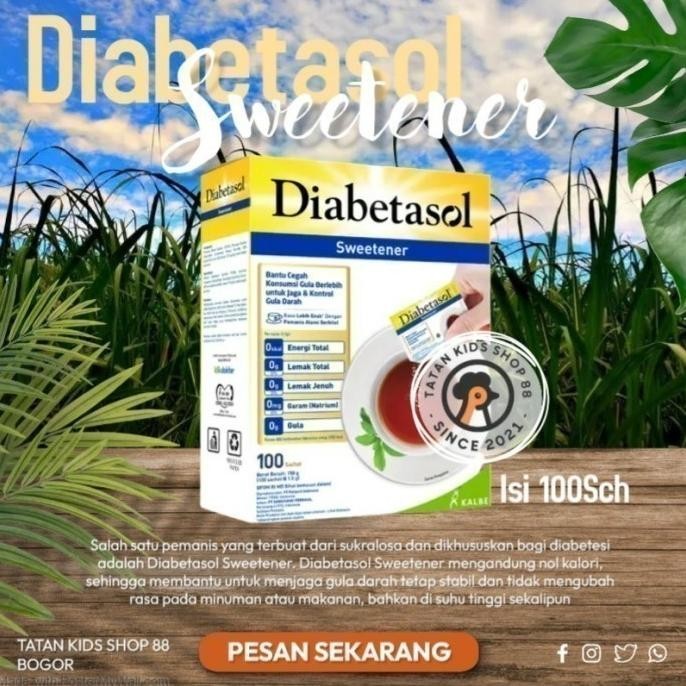 

TERBARU SWETENER DIABETASOL ISI 100 SACHET GULA PEMANIS TANPA KALORI NO CALORI !!!!!