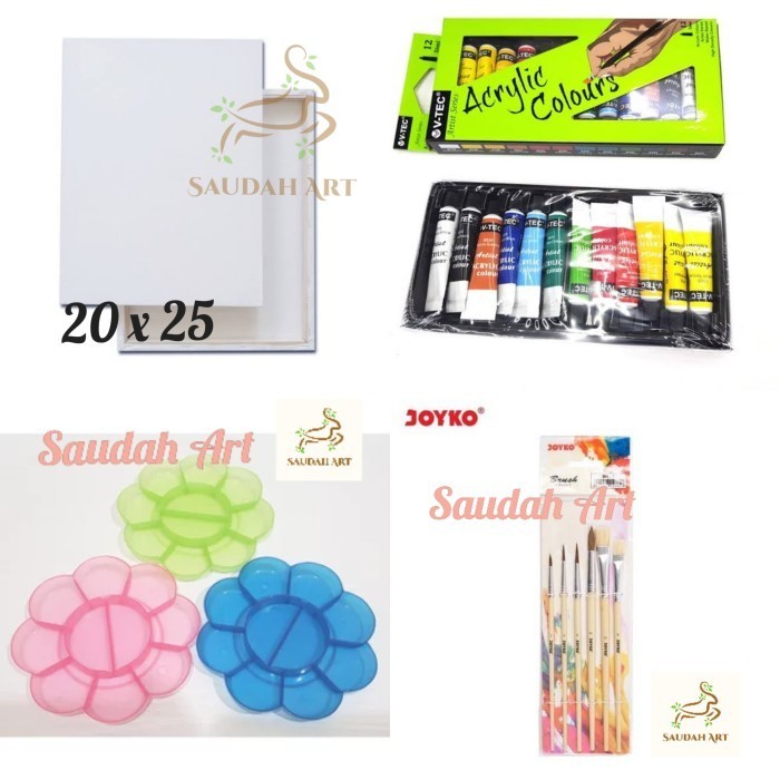 

PAKET KANVAS LUKIS (KANVAS 20X25.KUAS.PALET.CAT AKRILIK)