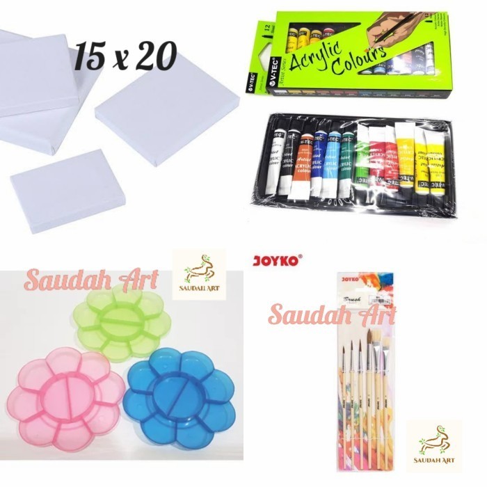 

PAKET KANVAS LUKIS (KANVAS 15X20,KUAS,PALET,CAT AKRILIK)
