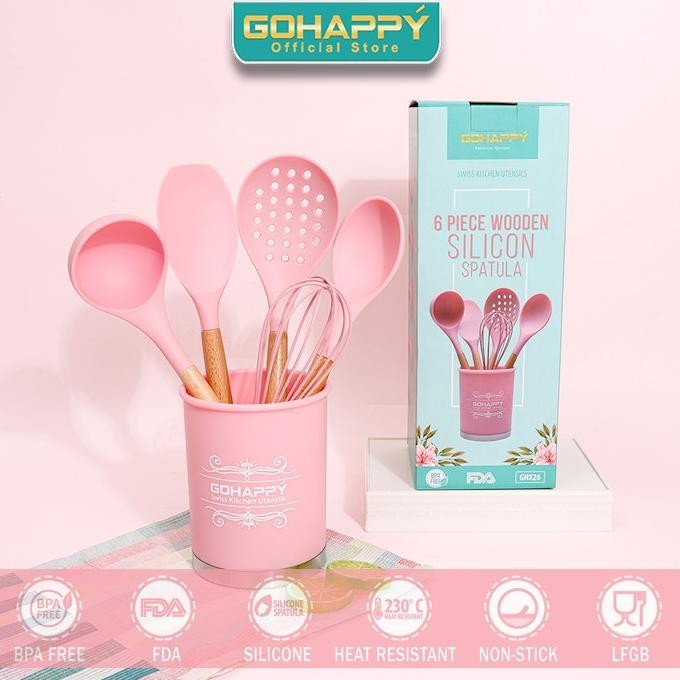 suk GOHAPPY SWISS SPATULA SET GHX-26 Bahan Silikon anti panas Berkualitas