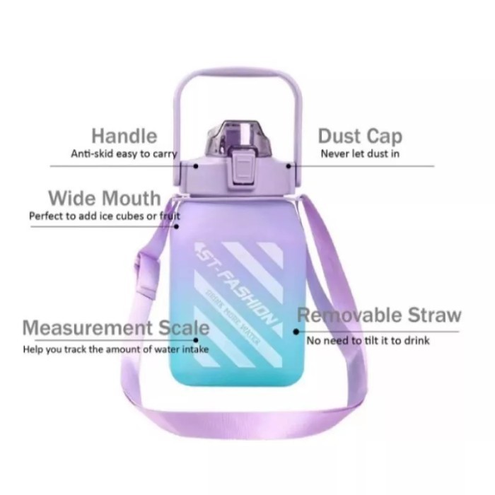 Botol Minum Kotak 1500 Ml Botol Minum Viral Botol Pelangi