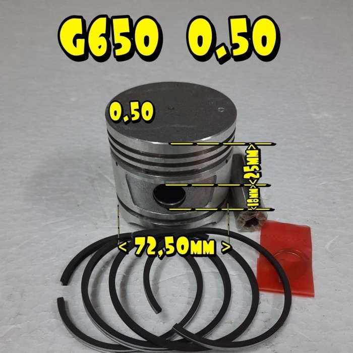 """] G650 0.50 Piston Ring Pen Mitsubishi G-650 G 650 0.50 72.50 - 25 - 18