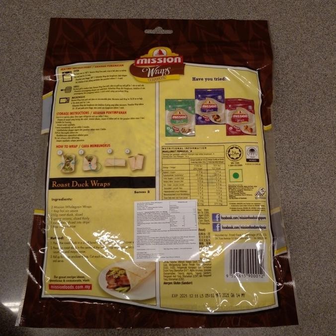 

kulit kebab tortilla/ mission wraps wholegrain 8's 360 gram/ tortillas TM99