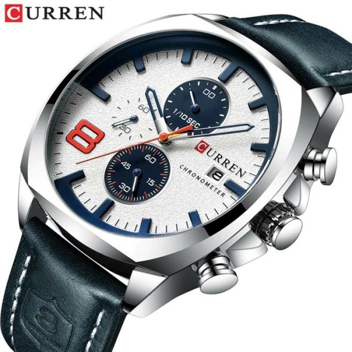 CURREN 8324 ORIGINAL JAM TANGAN PRIA TALI KULIT CHRONO AKTIF RESTOCK