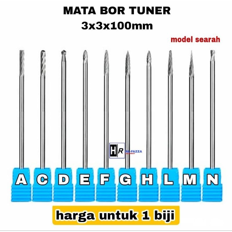 1 Biji Mata Bor Tuner 3X3X100Mm Mata Bor Tuner Kerok As Panjang