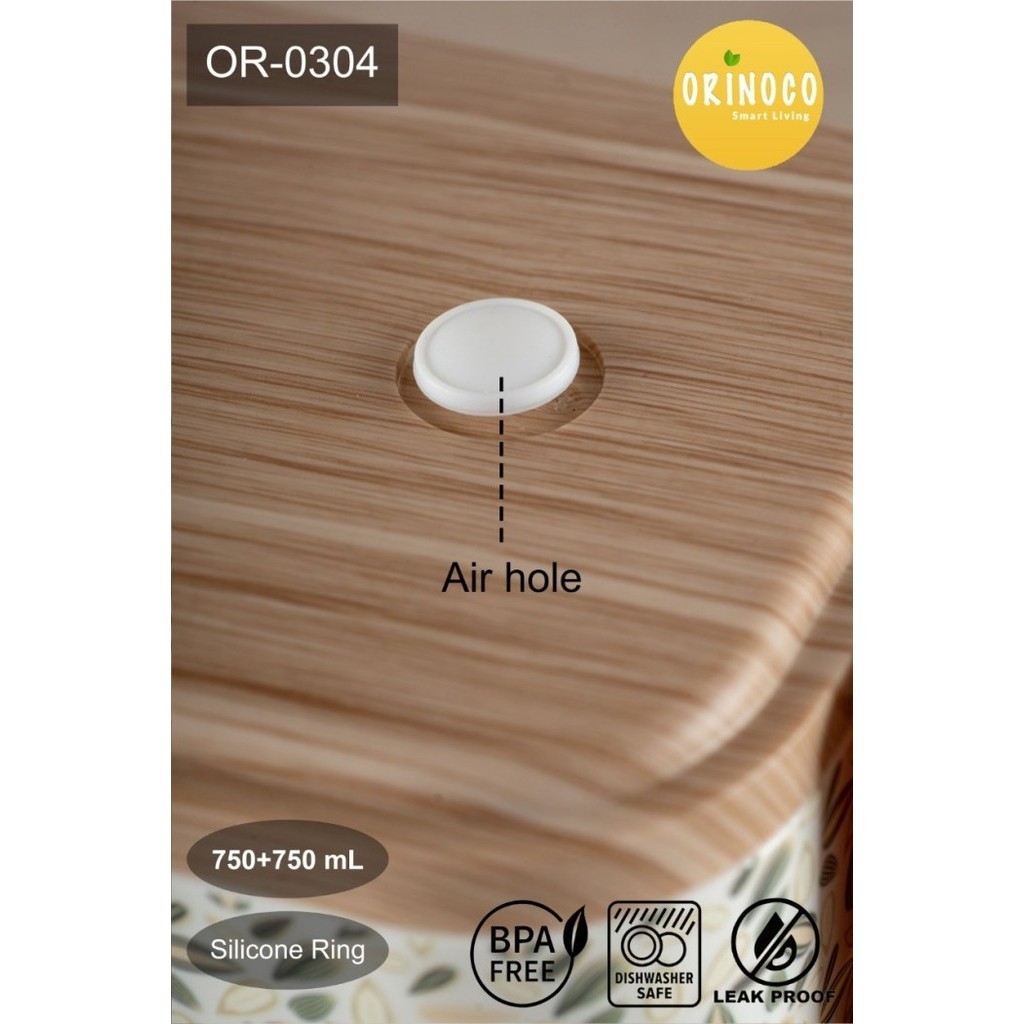 Orinoco Lunch Box 2 Layer Stackable Motif Printing Or-0304 Anti Tumpah