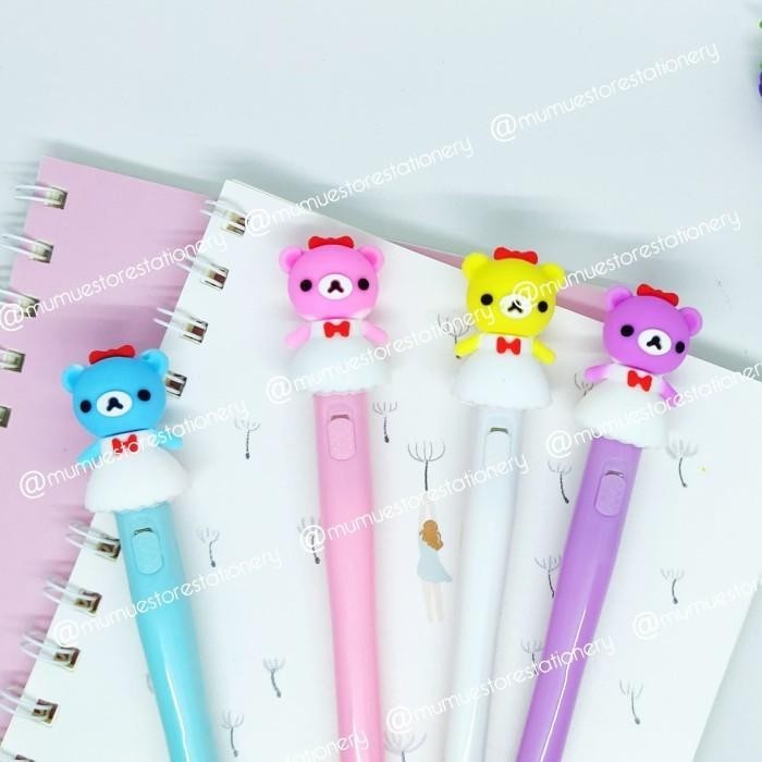 

PULPEN BERKARAKTER LED RILLAKUMA 12PCS /gel pen / PEN LAMPU Import