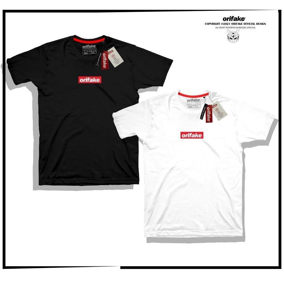 Terlaris Orifake T-Shirt Block Simple Kaos Distro Pria Wanita