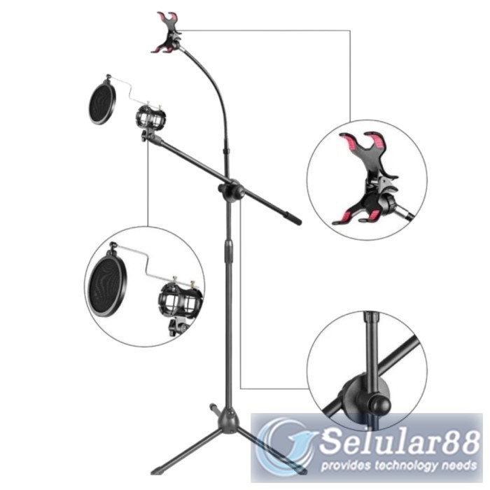 Stand Mic MT165 Holder Gagang Microphone Stage HP Filter Panggung MC