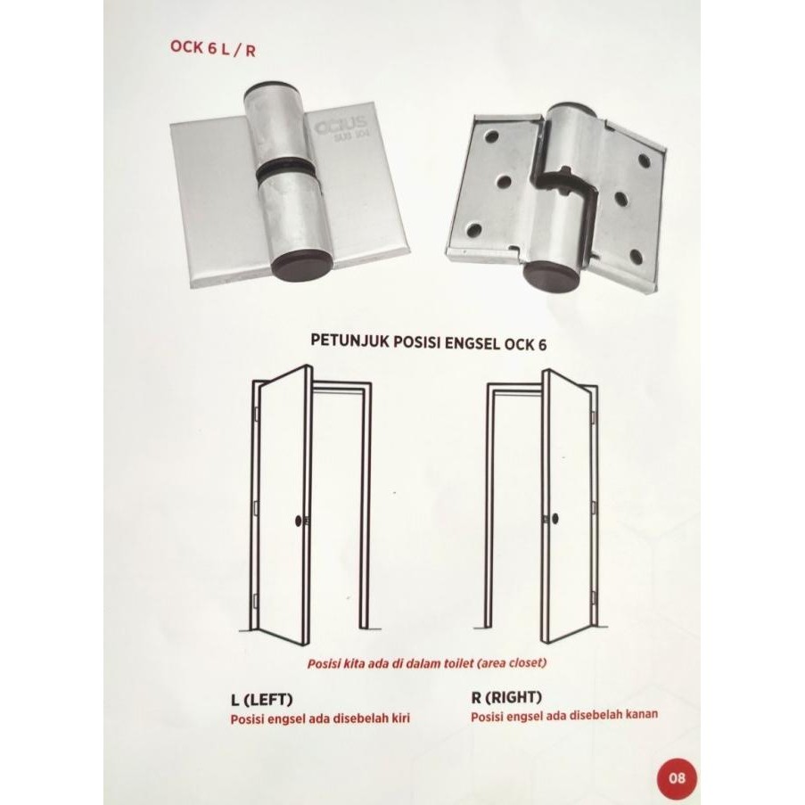 Engsel Kubikal Toilet merk Ocius Tipe Octa 6