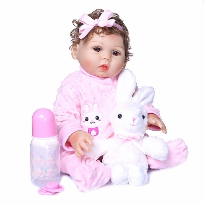 Mainan Boneka Bayi Perempuan Reborn Full Body 47cm Bahan Silikon Viny