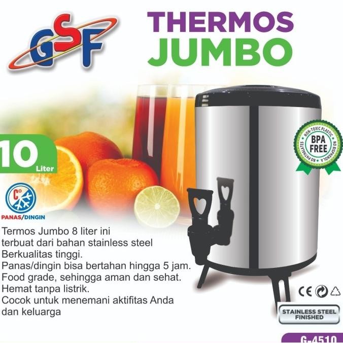 NEW Water Jug Drink Jar Milk Tea Bucket Stainless Steel 10 Liter GSF 4510