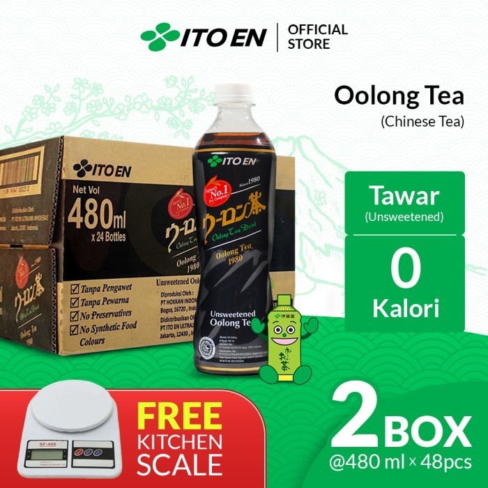

2 Box ITO EN Oolong Tea No Sugar 480ml isi 48 pcs Free Kitchen Scale
