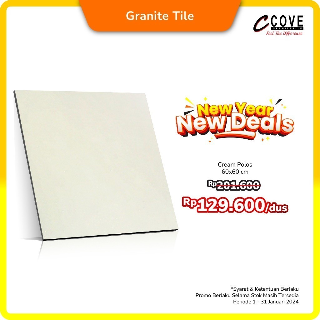 BDA Granite Tile Granit Keramik Lantai 60x60 Cream Polos