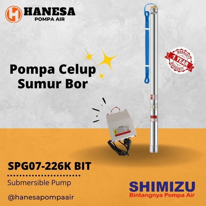 BEBAS ONGKIR - Shimizu SPG07-226K BIT (1/4 HP + W/ CABLE 30m) Pompa Celup Sumur Bor