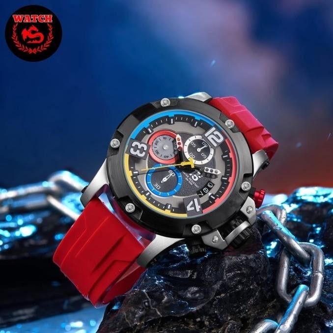 Jam Tangan Pria Original Chronograph T5 H 3885G Black Red Silver