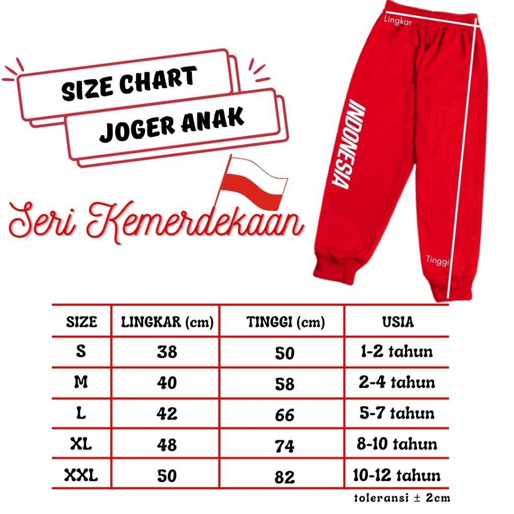 KT78 Celana Joger Anak Merah Putih Celana Karnaval 17 Agustus Celana Kemerdekaan Celana Training Ana