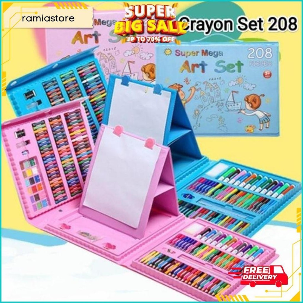 

Super Mega Art Set Alat Gambar Tulis Anak Crayon Pensil Warna 208 Pcs Siap Kirim