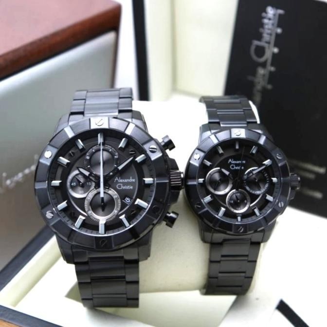 Jam Tangan Couple Alexandre Christie Original AC6609 Black