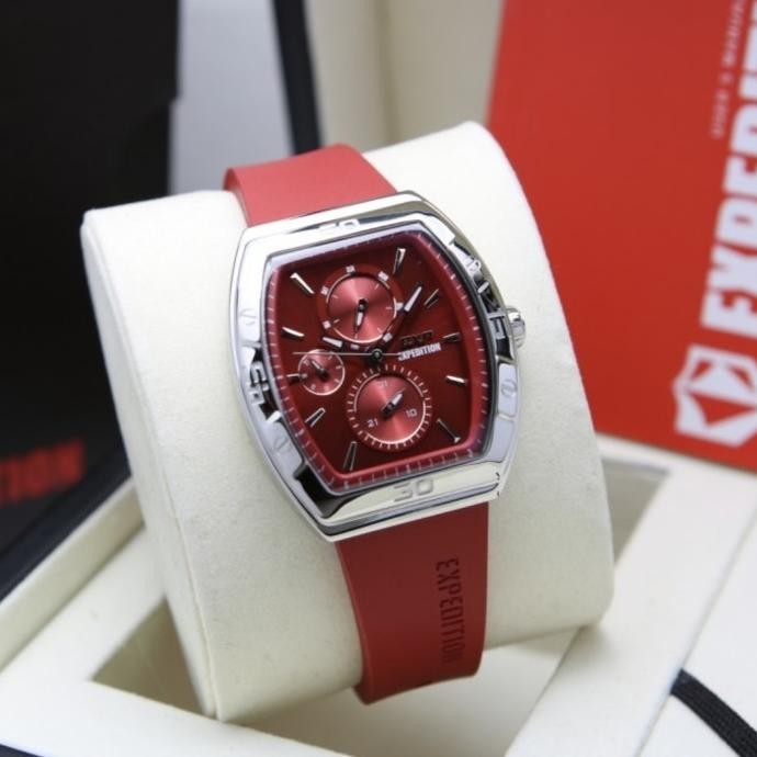 Jam Tangan Wanita Expedition Original E6800 Red Silver