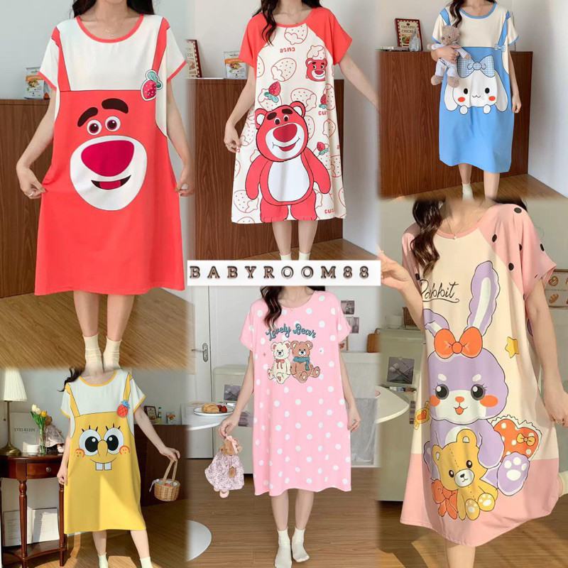 Daster Pandek [BABYROOM88] DASTER SPANDEK KOREA JUMBO IMPORT MOTIF LUCU MURAH