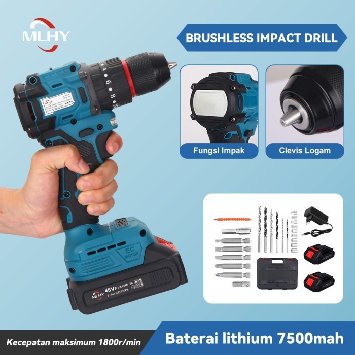 Terbaru Mlhy 60N.M 10Mm Brushless Mesin Bor Listrik Bor Cordless Drill Promo Terlaris