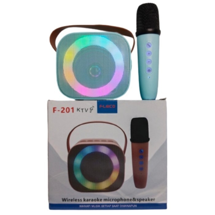 *****] Speaker Karaoke + Mic Bluetooth Ktv Fleco F201 Sdrd F-201 Bt Set 1