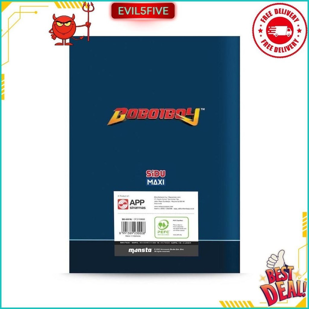 

SIDU MAXI BUKU TULIS BOBOIBOY 42 LEMBAR | BUKU BESAR SIDU | BUKU LUCU - 5 BUKU COD