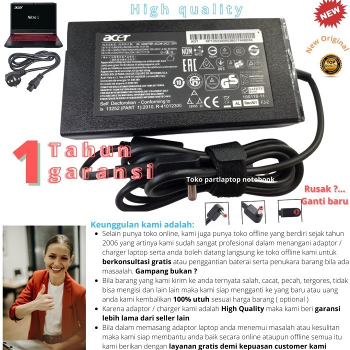 Adaptor Acer Nitro 5 An515-54 Original Laptop Charger