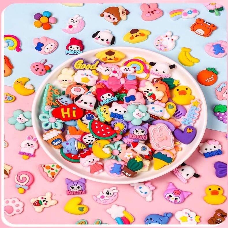 

50 Pcs Aksesoris Resin Clay Dekorasi Kartun Deco Cream Clay Kotak Resin Karakter Diy Student Pencil Box Girl Sale