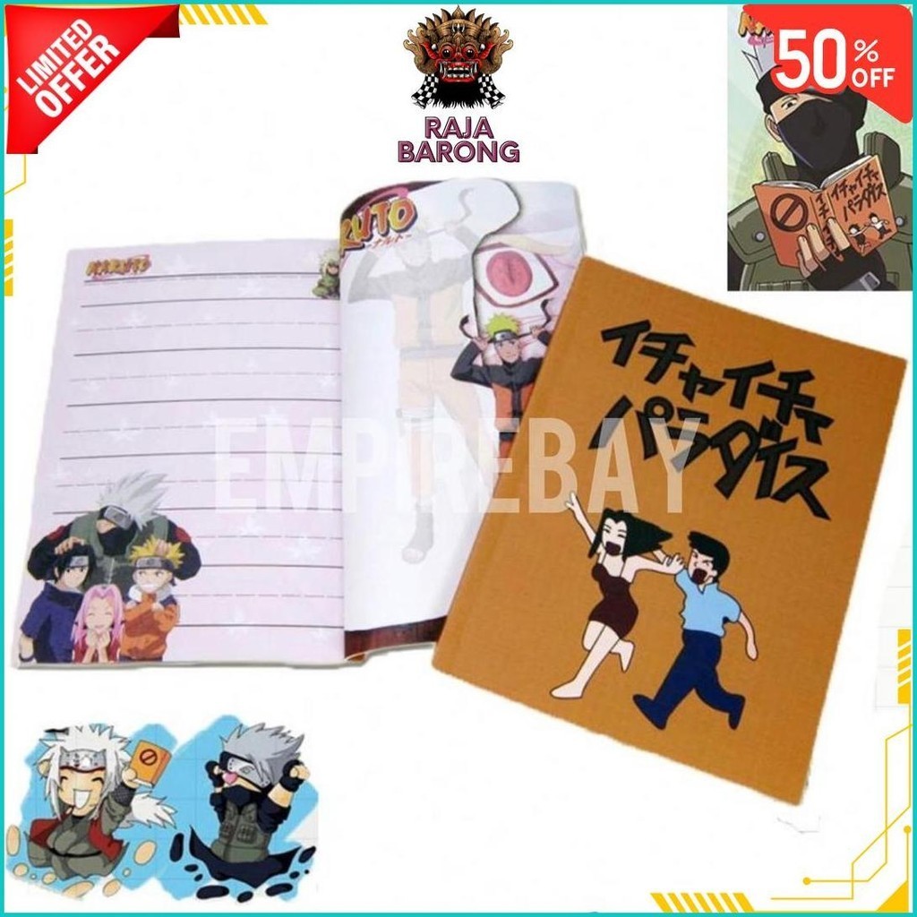 

BUKU TULIS NARUTO NOTEBOOK KAKASHI ICHA ICHA PARADISE MAKEOUT TACTICS BERGAMBAR NOTE BOOK HARDCOVER BOOK KIDS COLOURFUL STUDENTS MURID ANIME JIRAIYA TERLARIS