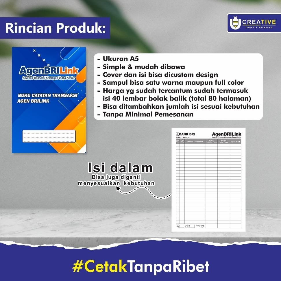 

BUKU CATATAN TRANSAKSI AGEN BRILINK / BUKU KAS BRILINK COD