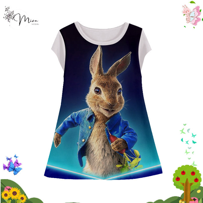 Dress Anak Perempuan Peter Rabbit v4 Tunik Anak Wanita Film Animasi Kartun Peter Rabbit 3D Printing 