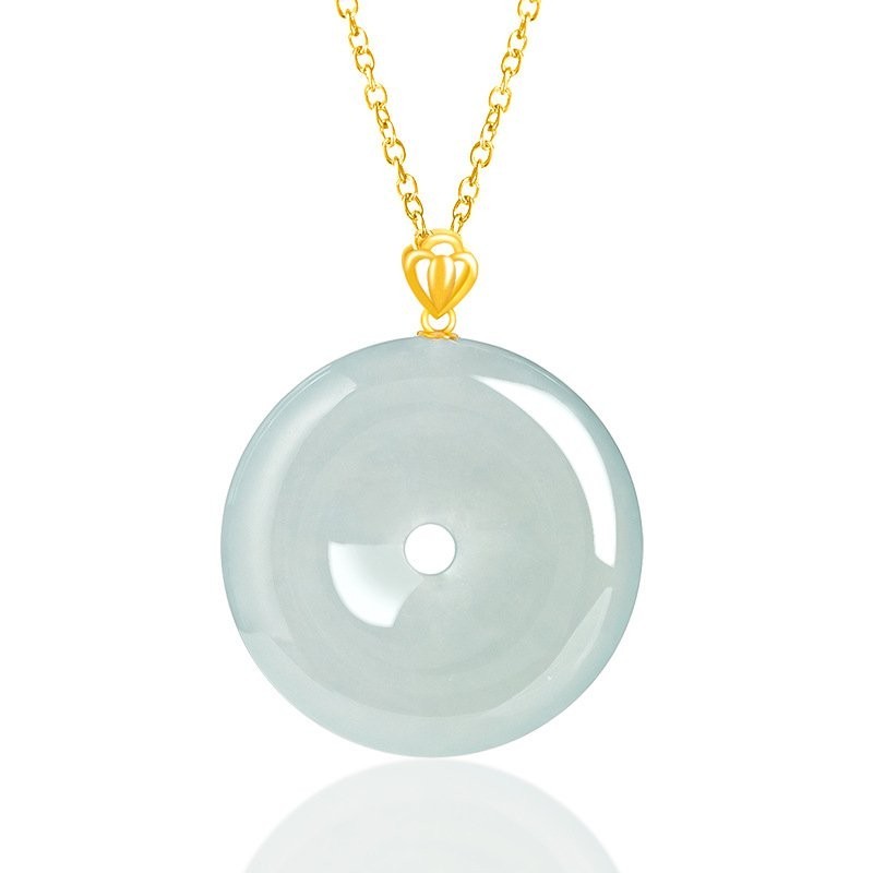 (ytucsydw3o)(Kirim Sertifikat）Myanmar AlamiALiontin Giok Berperekat Es Perdamaian dengan Gesper18KBe