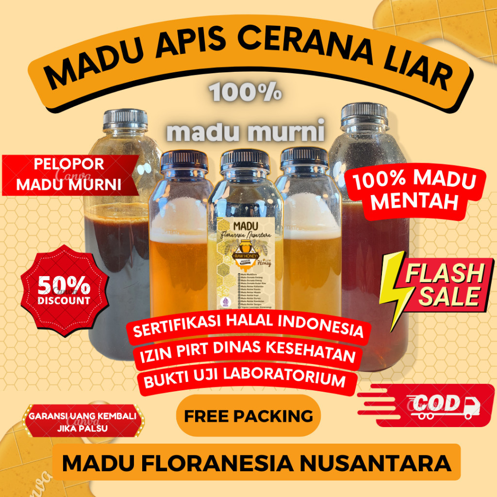 

MADU MURNI MADU ASLI APIS CERANA HUTAN 1 KG KUALITAS PREMIUM FULL NEKTAR 100% RAW HONEY MADU FLORANESIA NUSANTARA ESOXSE MADU