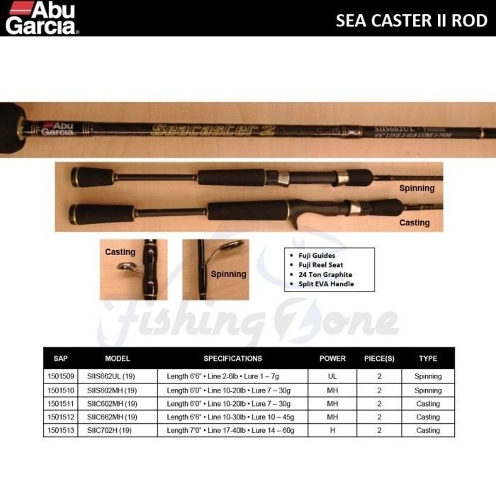 Abu Garcia SEA CASTER 2 Baitcasting Rod - Joran Pancing Cast Full FUJI