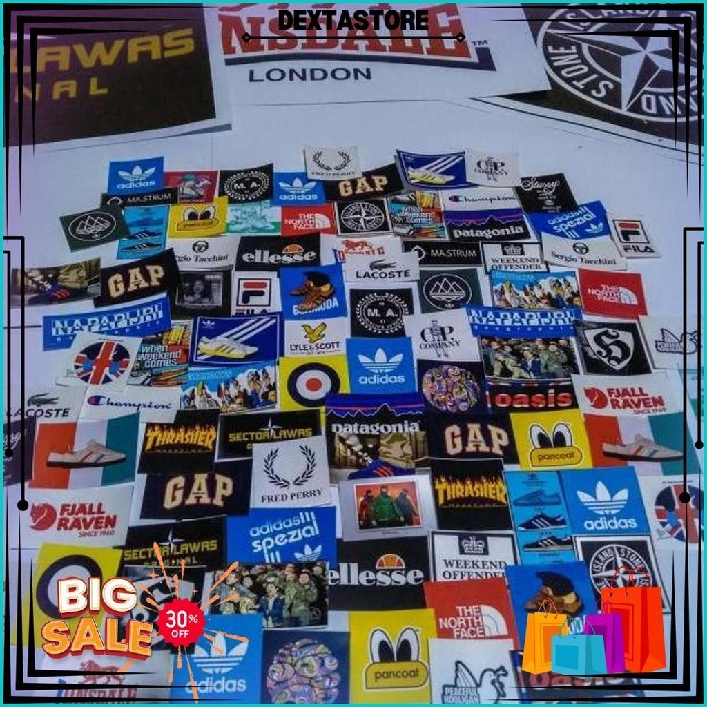 

Sticker Brand Clothing And Casuals || 1Paket Isi 54Pcs 12K Promo