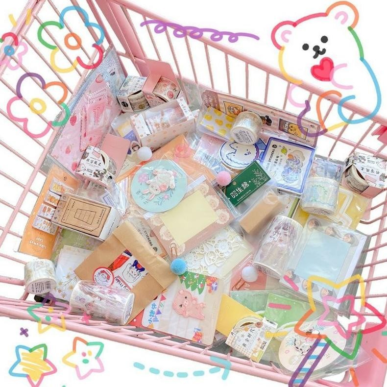 

[ Free Mini Pouch] Lucky Bag Random Deco Sticker Stationery Stiker Dekorasi Bujo Kit Random Stationery Supplies Deco Photocard Gratis Ongkir