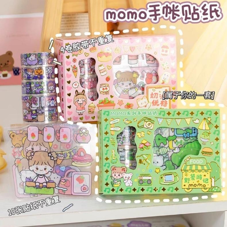 

Stiker Box Momo [Stiker+Solatip] Motif Karakter Warna Cantik Whasi Sticker Set Momo Dekor Dairy Jurnal Sticker Pet Anak Lucu Dan Menarik Best Seller