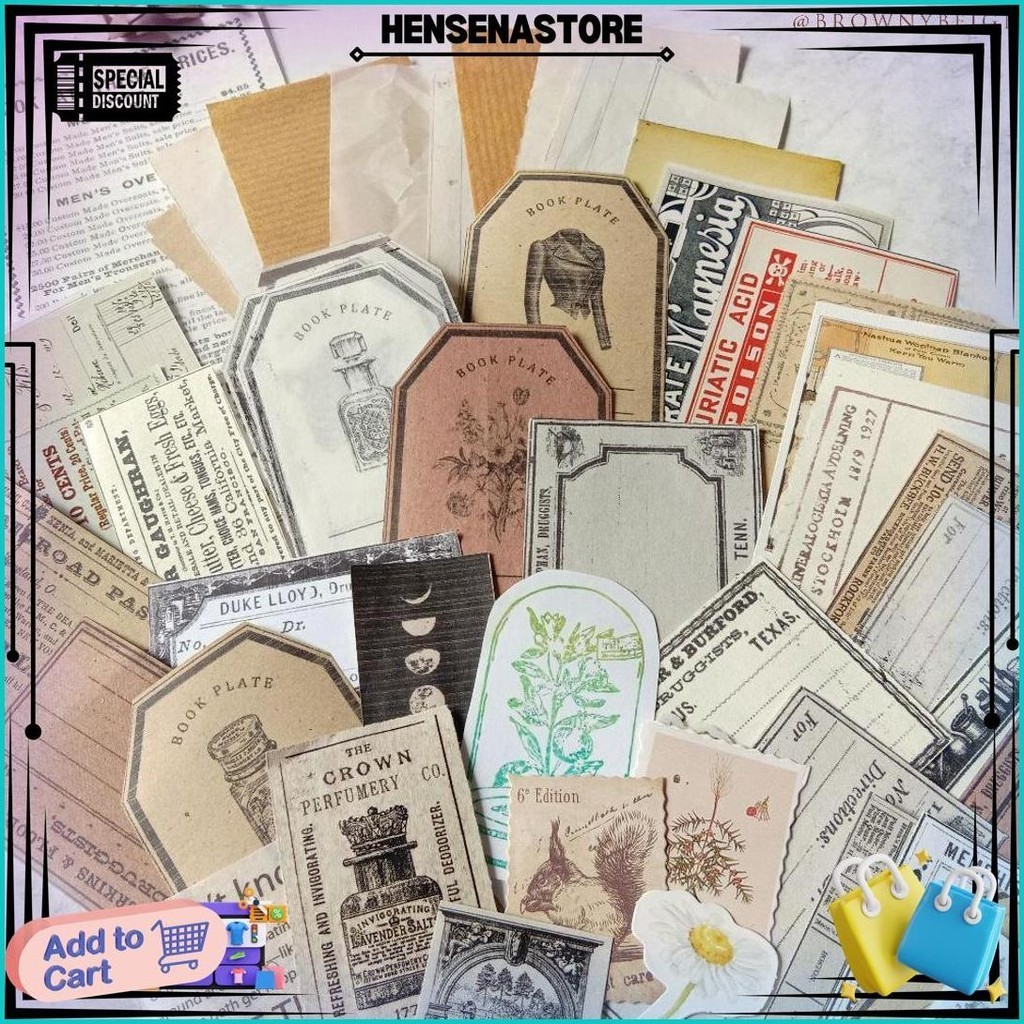 

Ephemera Vintage [35+ Pcs] By Brownybeige - Bujo Mini Kit Penpal Snailmail Bundle Kertas Deco Ephemeral Dekor Journal Jurnal Aesthetic Diy Scrapbook Gift Wrapping Memo Sticker Stiker Ticket Postcard Hiasan Cute Lucu Antique Antik Brownybeige Sale