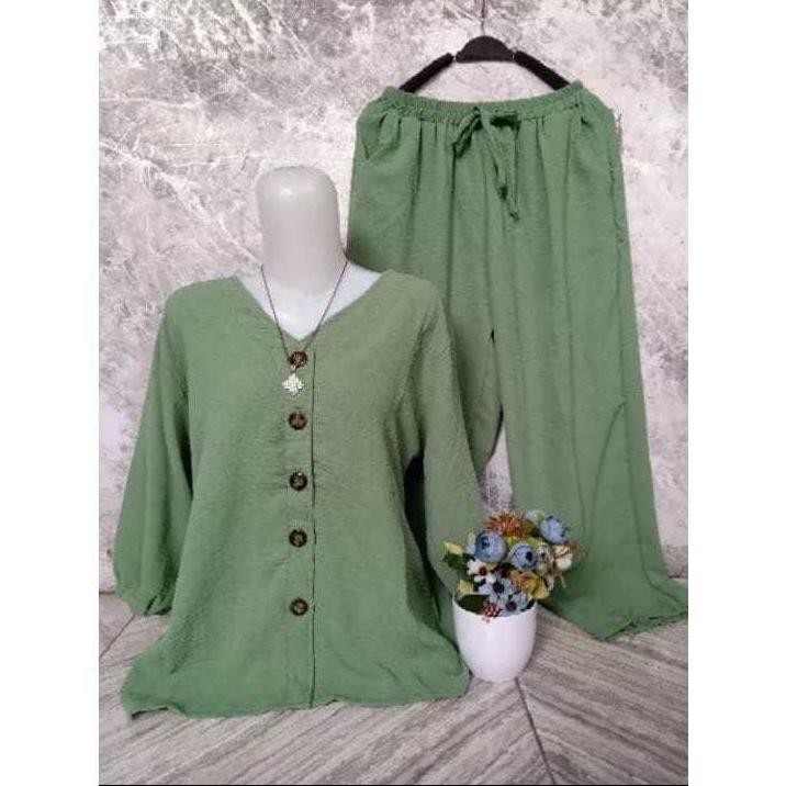 Terlaris Big Sale Promo  Setelan Andin Kancing Jumbo,Xl,Xxl,Xxxl Ld,110,120,130Cm,Set Crinkle Airflo