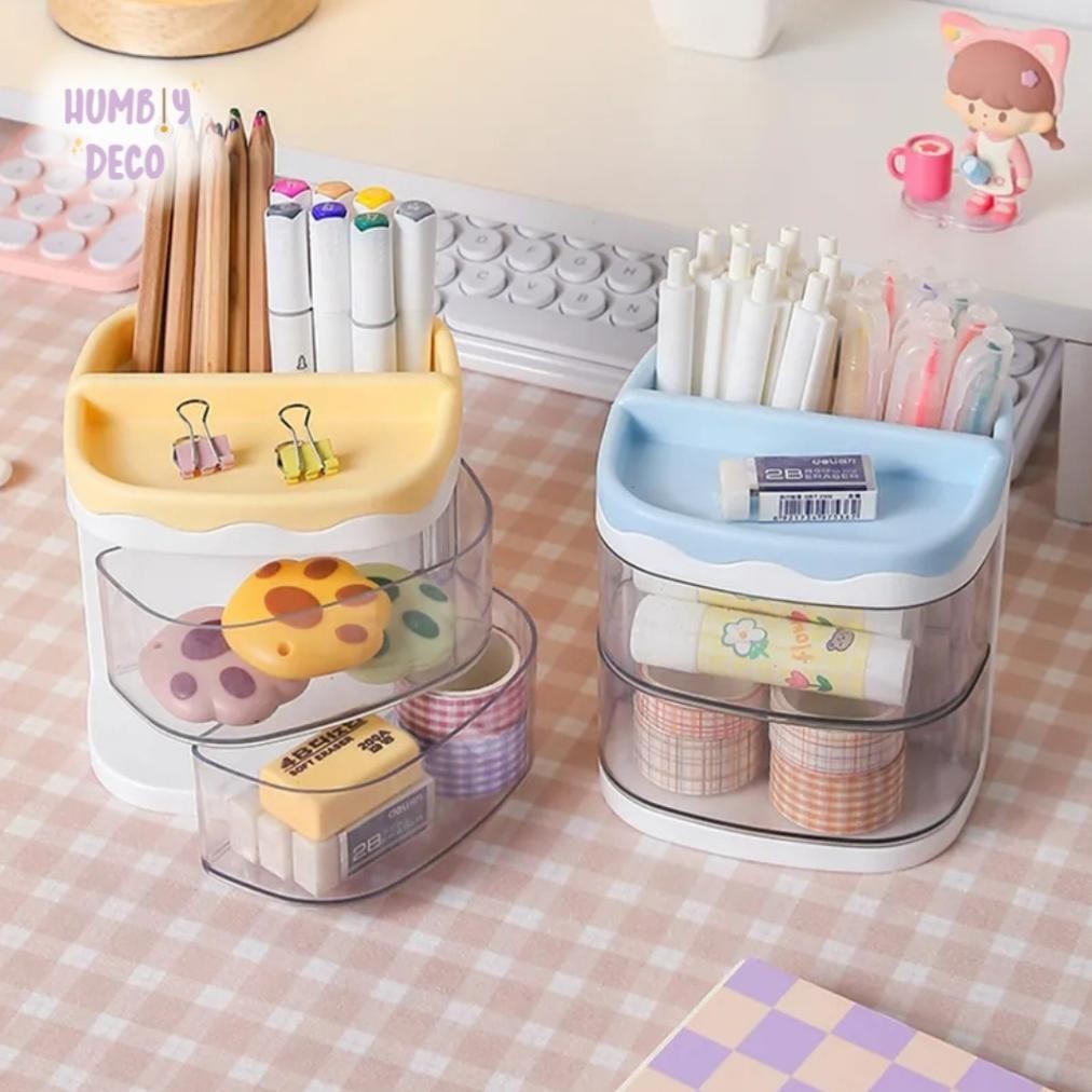 

Et-98 Humbly Deco - Korean Aesthetic Melted Stationary Pen Pencil Holder With Rotating Storage Rack | Tempat Penyimpanan Alat Tulis Pen Pensil Rak Ala Korea Style Gratis Ongkir