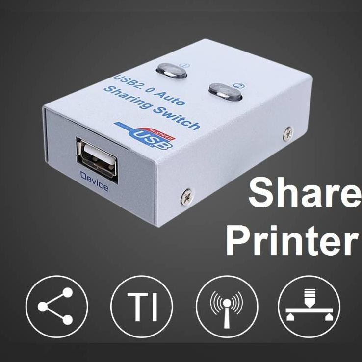 DFG Auto Switch Usb Printer 2 Port Sharing Switcher  USB 2.0 Printer Kable Manual Otomatis TERLARIS