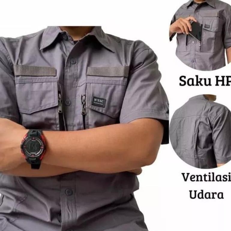 Baju Kemeja Tactical Pria Lapangan Outdoor W_Tac Kemaja Lengan Pendek Baju Kerja Proyek Wtac W Tac