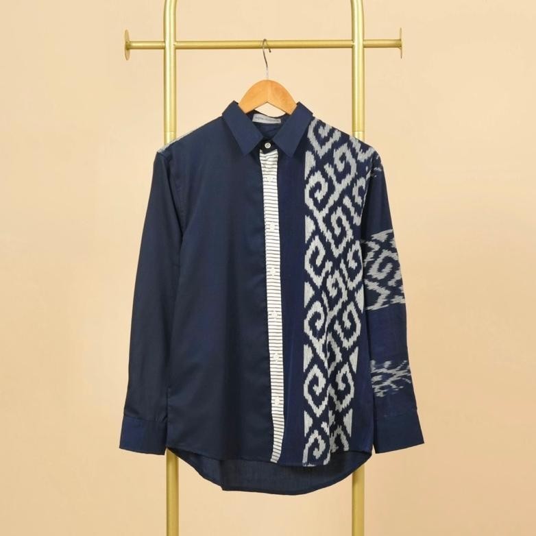 Baju Kemeja Tactical Pria Lapangan Outdoor Tenun Cowok M0498 Navy Tangan Panjang Baju Kerja Proyek W